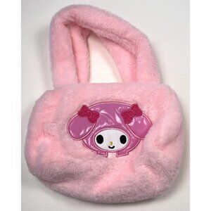SANRIO Hello Kitty MY MELODY Pink Plush Small 8"x6" Embroidered Handbag PURSE